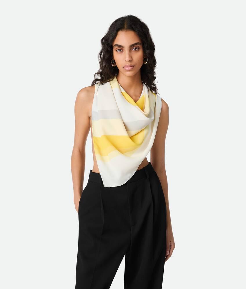Women's Silk Twill Striped Foulard in Yellow multicolor Product Image