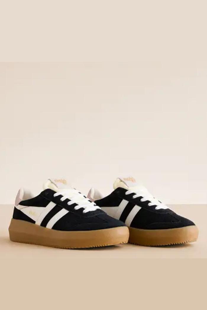 Athena Suede Sneaker - Black/Off White/Rose/Gum Product Image