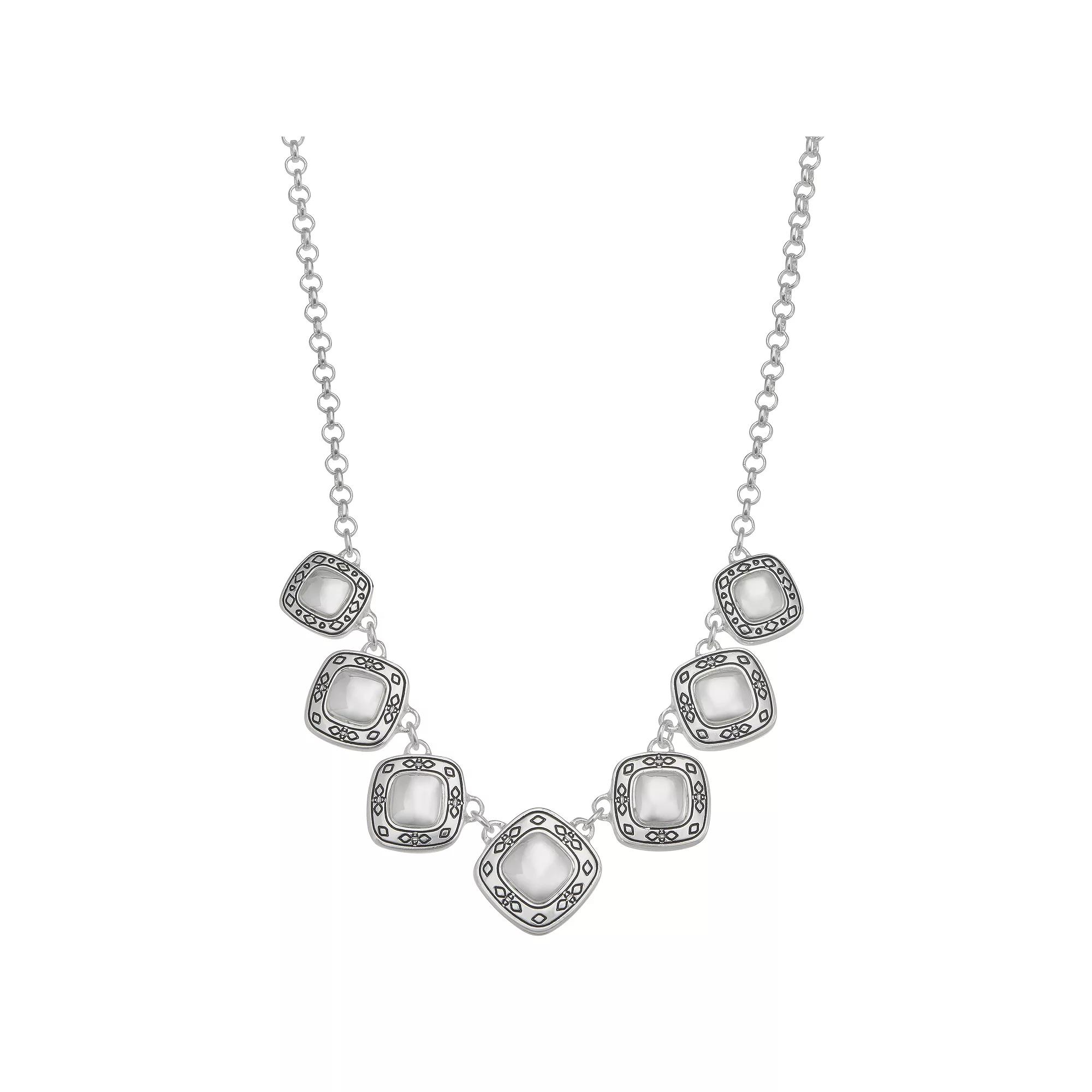 Napier Silver Tone West Frontal Necklace, Women's Product Image