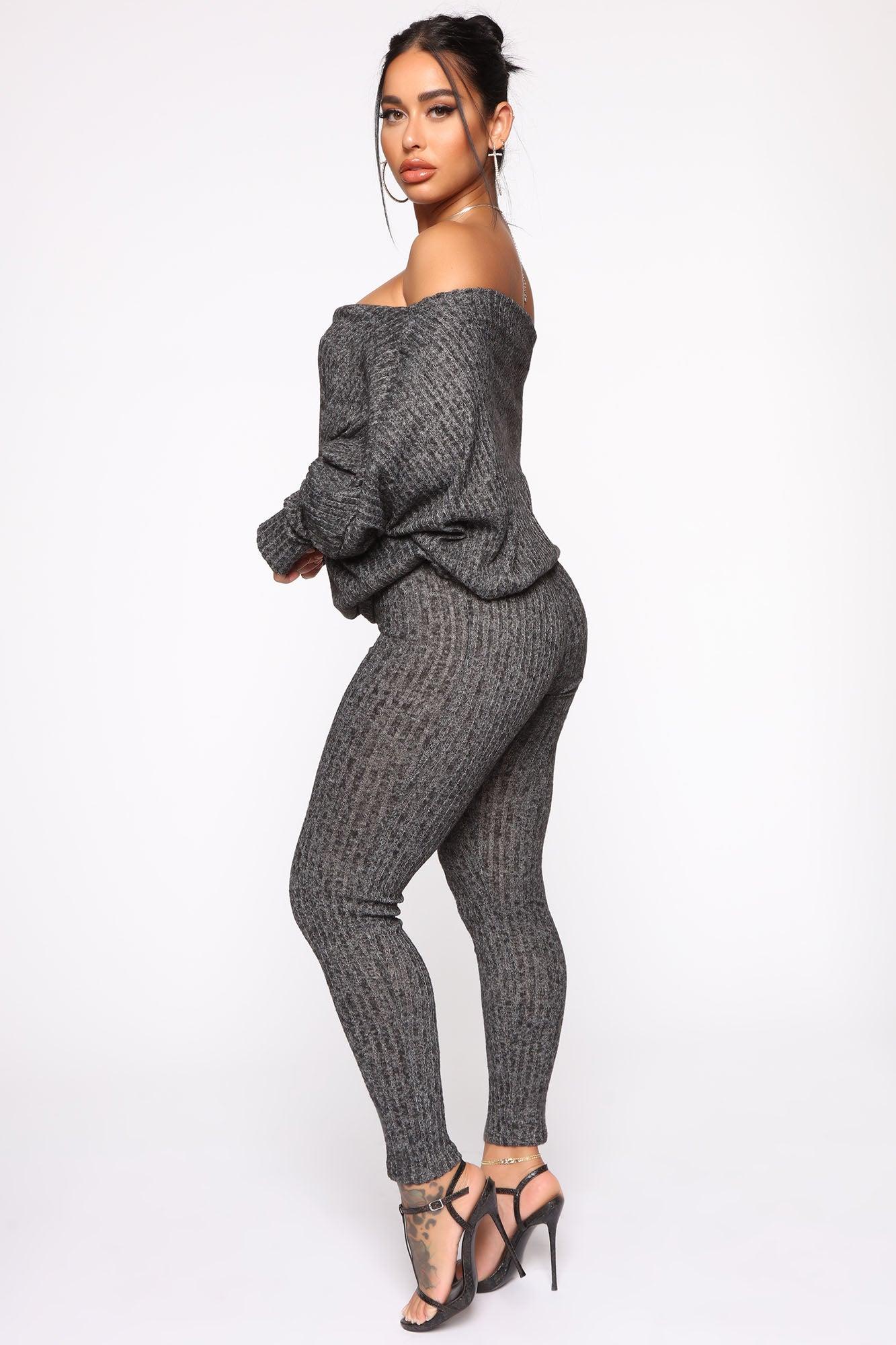 Feeling The Chill Sweater Set - Charcoal Female Product Image