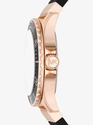 Oversized Slim Everest Pavé Rose-Gold Tone and Embossed Silicone Watch Product Image