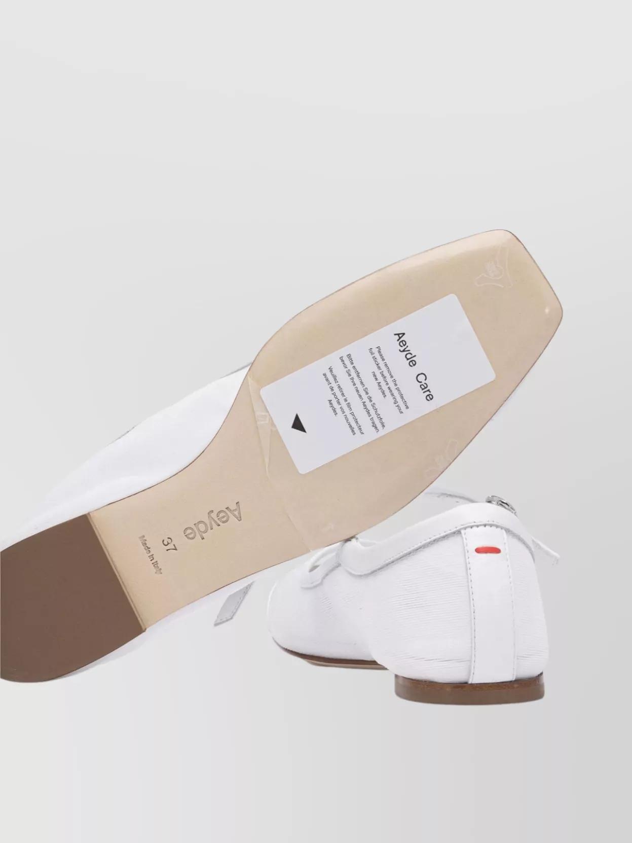 AEYDE Round Toe Ballerina Shoes With Contrast Piping In White Product Image