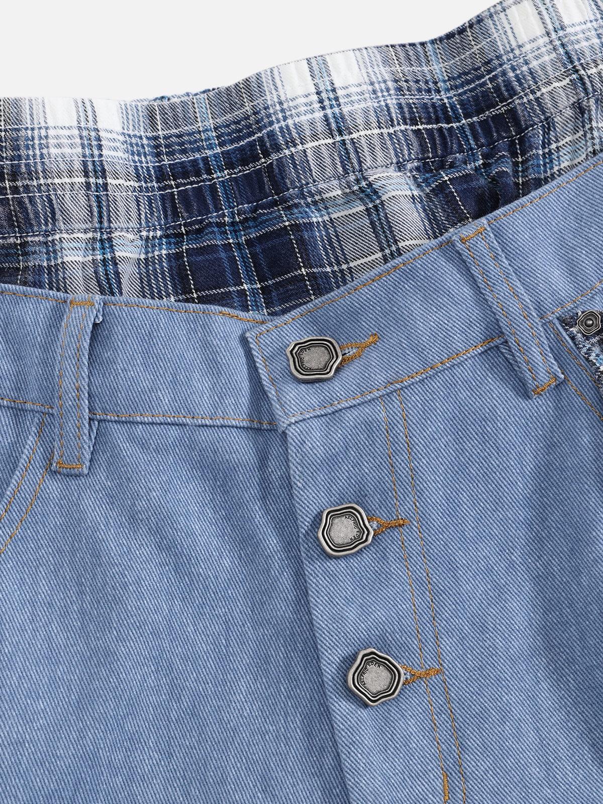 Aelfric Eden Double Waist Plaid Baggy Barrel Jeans Product Image