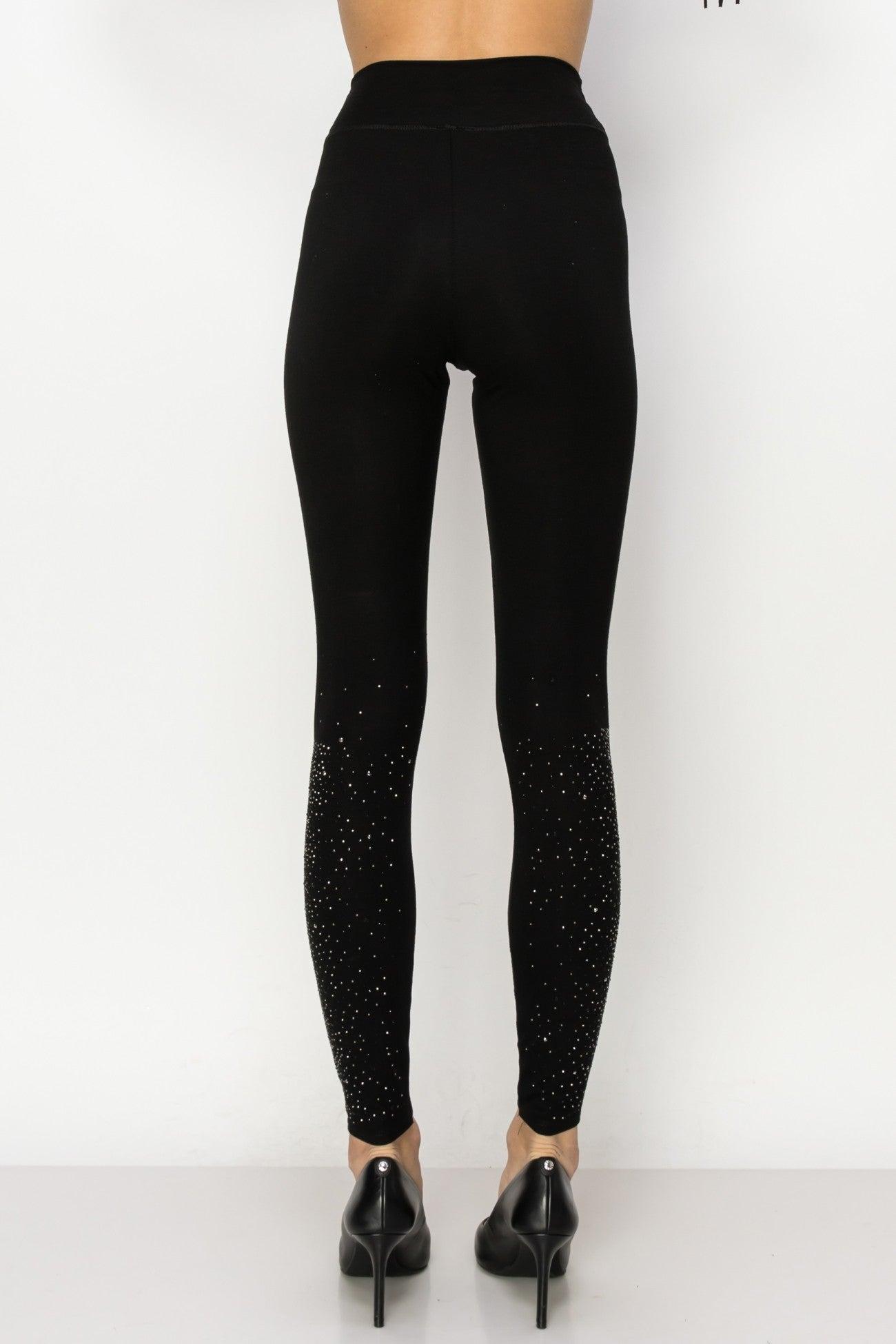 High Rise Leggings With Rhinestones Product Image