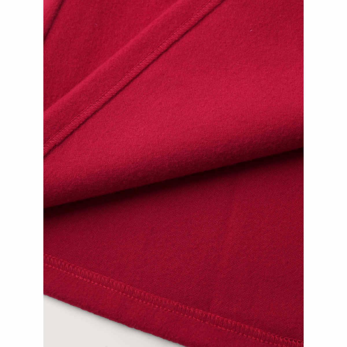 Plus Size Ruffle Trim Waist-Defining Pockets Coat Women Brightred Leisure Button Ladies Casual Winter Coats BloomChic 26/4X Product Image