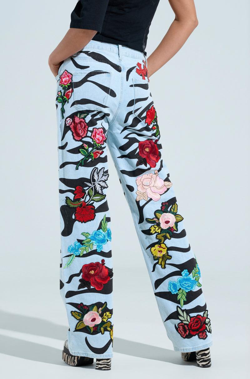 SLEEPING WITH ROSES DENIM PANT Product Image