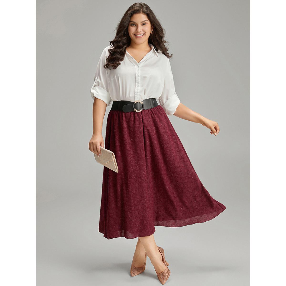 Plus Size Glitter Contrast Patchwork Texture Skirt Women Scarlet Glamour Texture No stretch Going out Skirts BloomChic 14-16/1X Product Image
