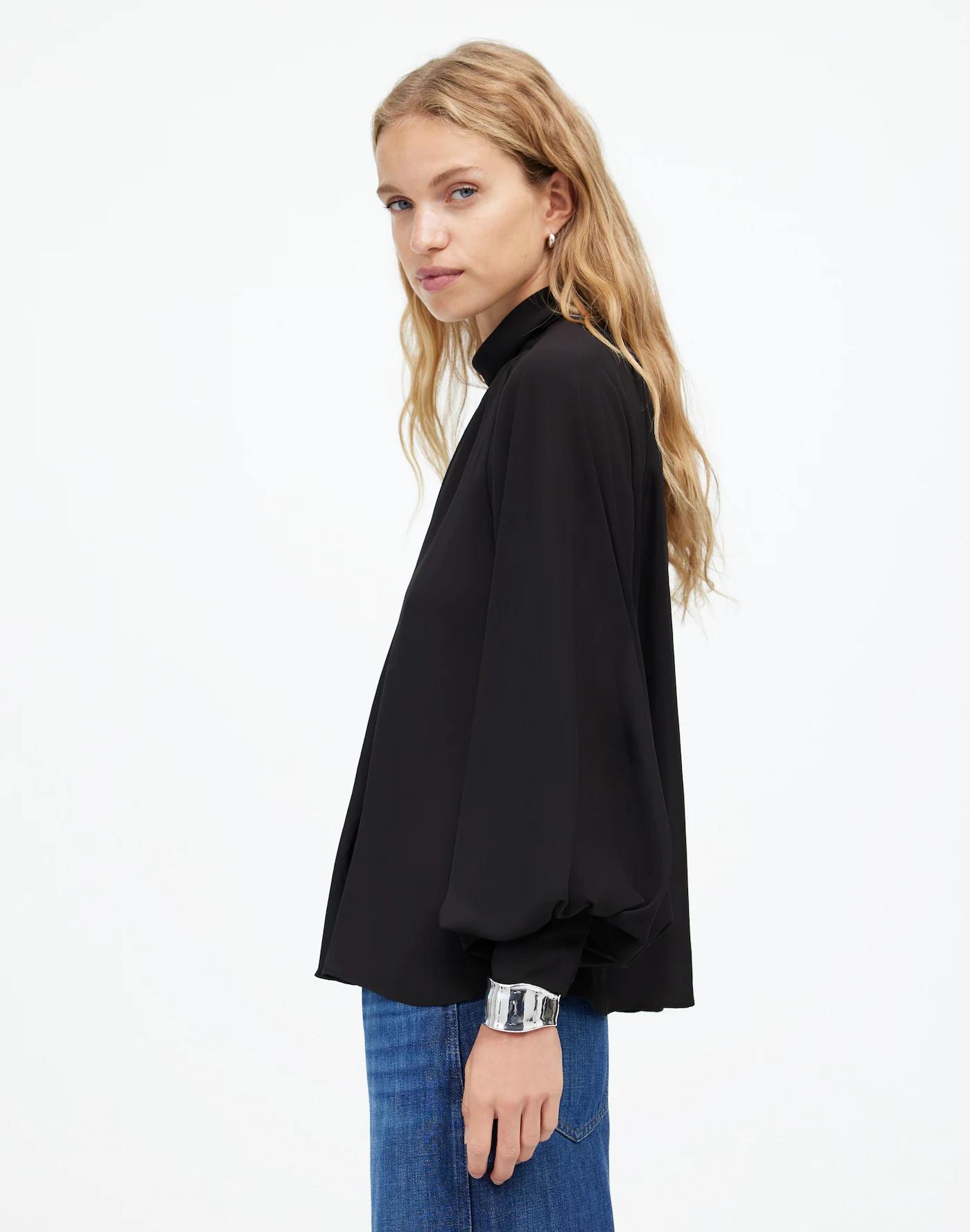 Turtleneck Long-Sleeve Top in Chiffon Product Image