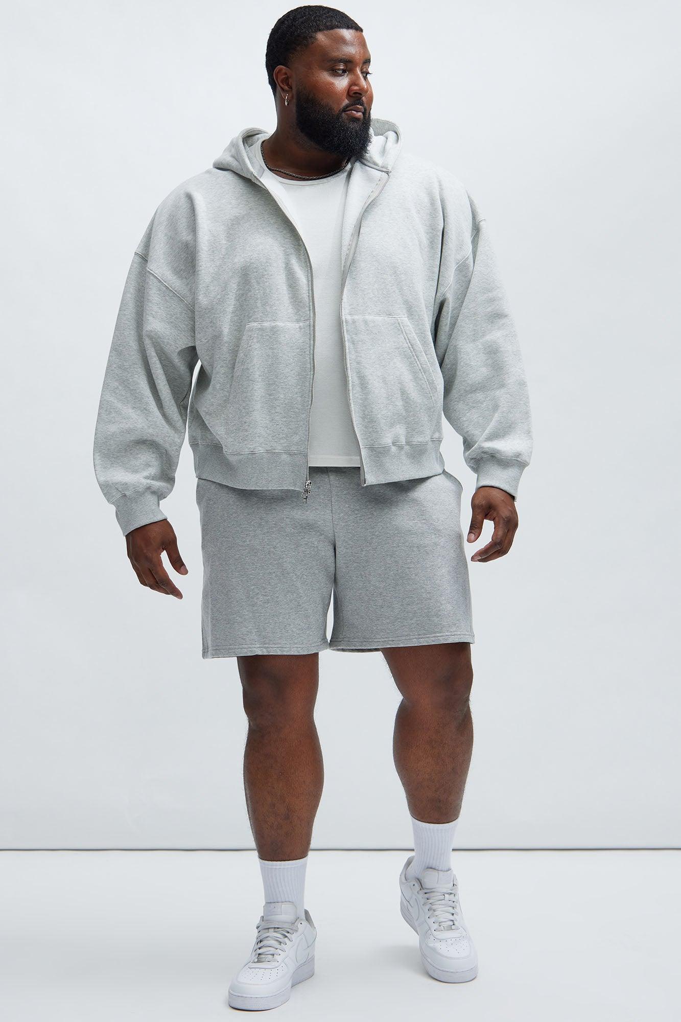 Tyson Oversized Heavyweight Zip Up - Heather Grey Product Image