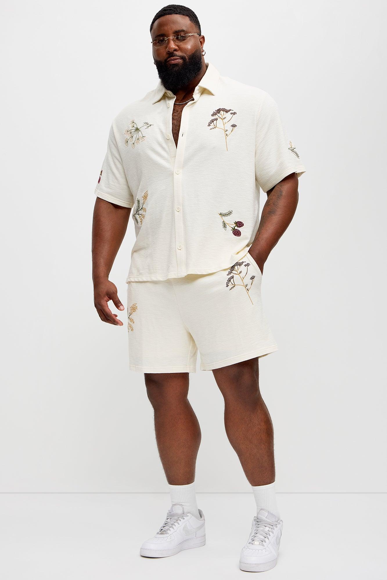 Berries And Blooms Embroidered Shorts - Cream Product Image