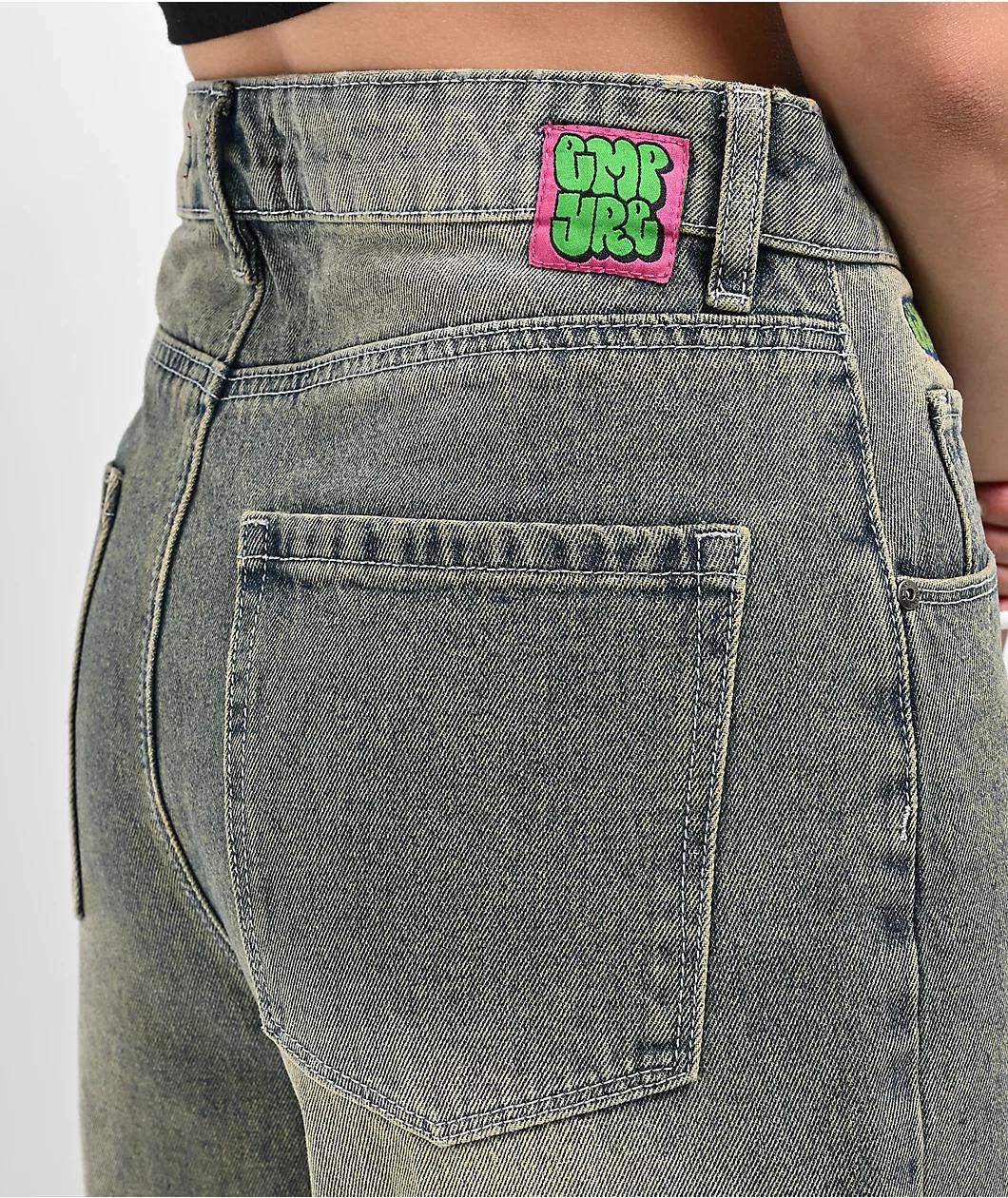 Empyre Tori Overdyed Petrol Wash Skate Jeans Product Image