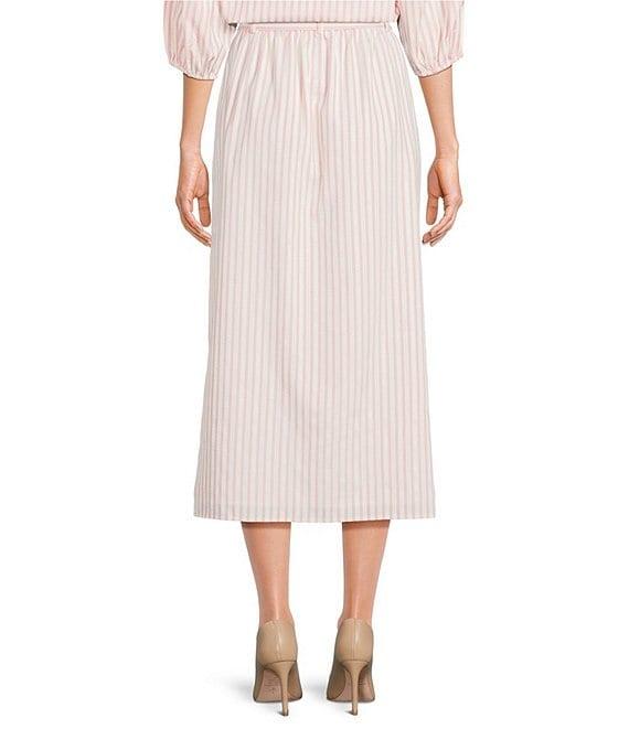 Gibson & Latimer Stripe Seersucker Tie at Waist A-Line Coordinating Midi Skirt Product Image