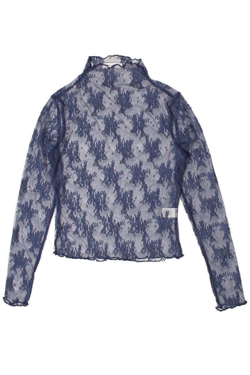 Floral Lace Mesh Mock Neck Top Product Image