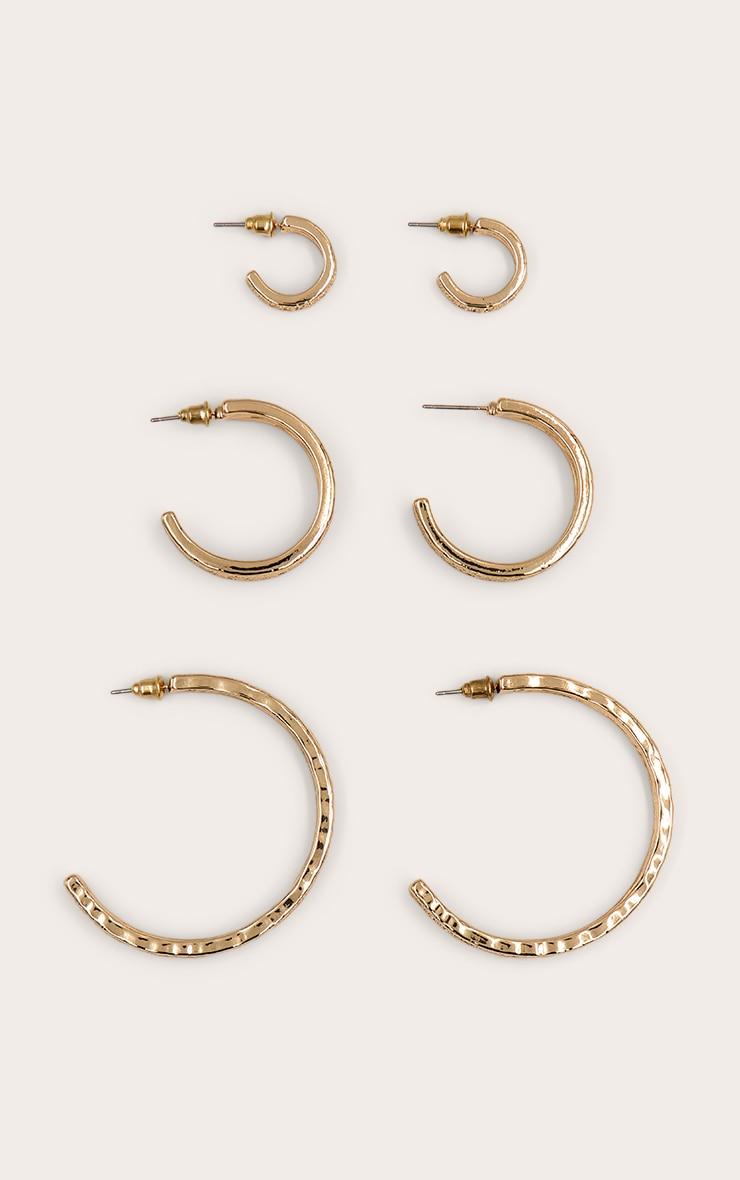 Gold Textured Size Range Hoop Earrings Multi-Pack Product Image