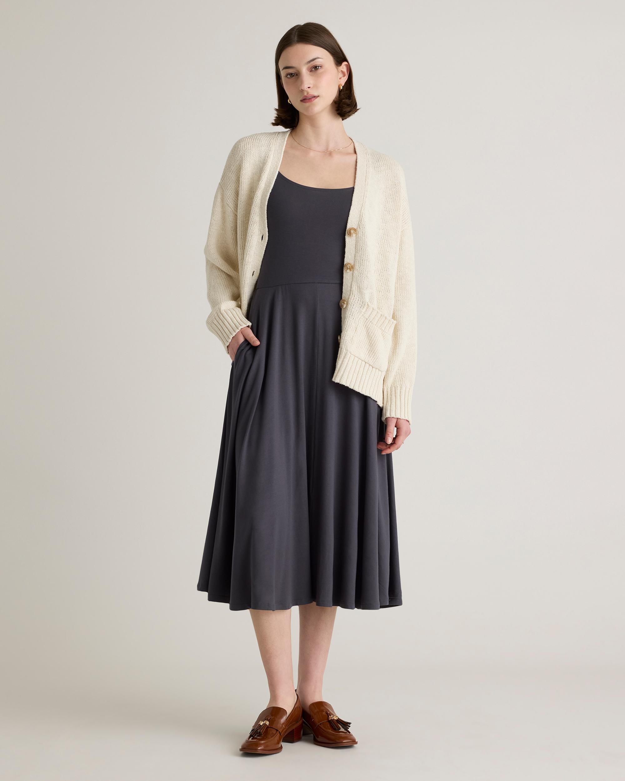 Quince | Women's Tencel Jersey Fit & Flare Dress Size XS Product Image