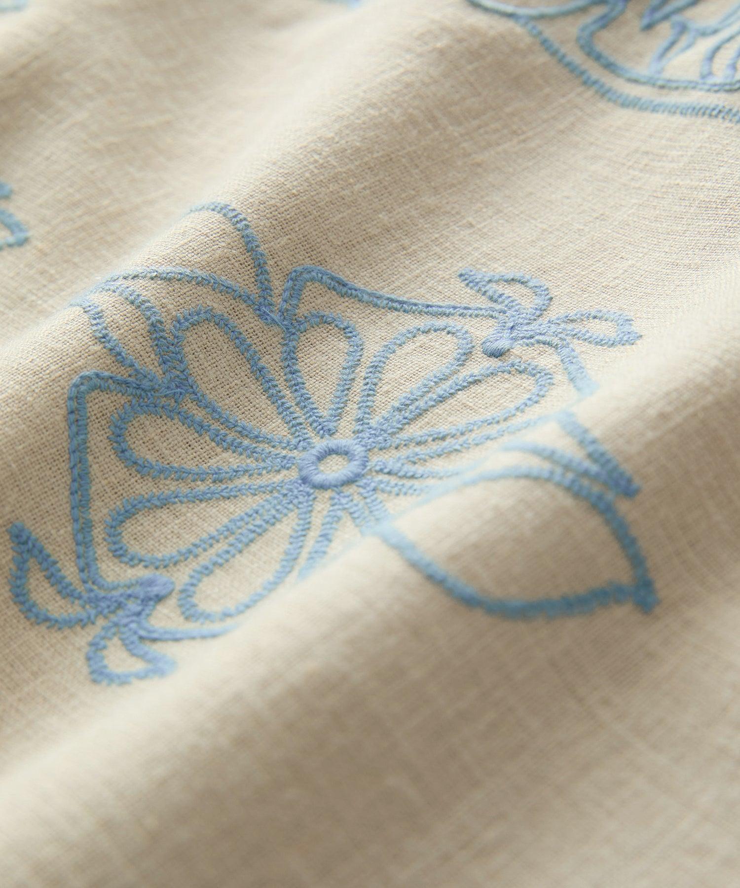 Cropped Embroidered Camp Collar Shirt Product Image