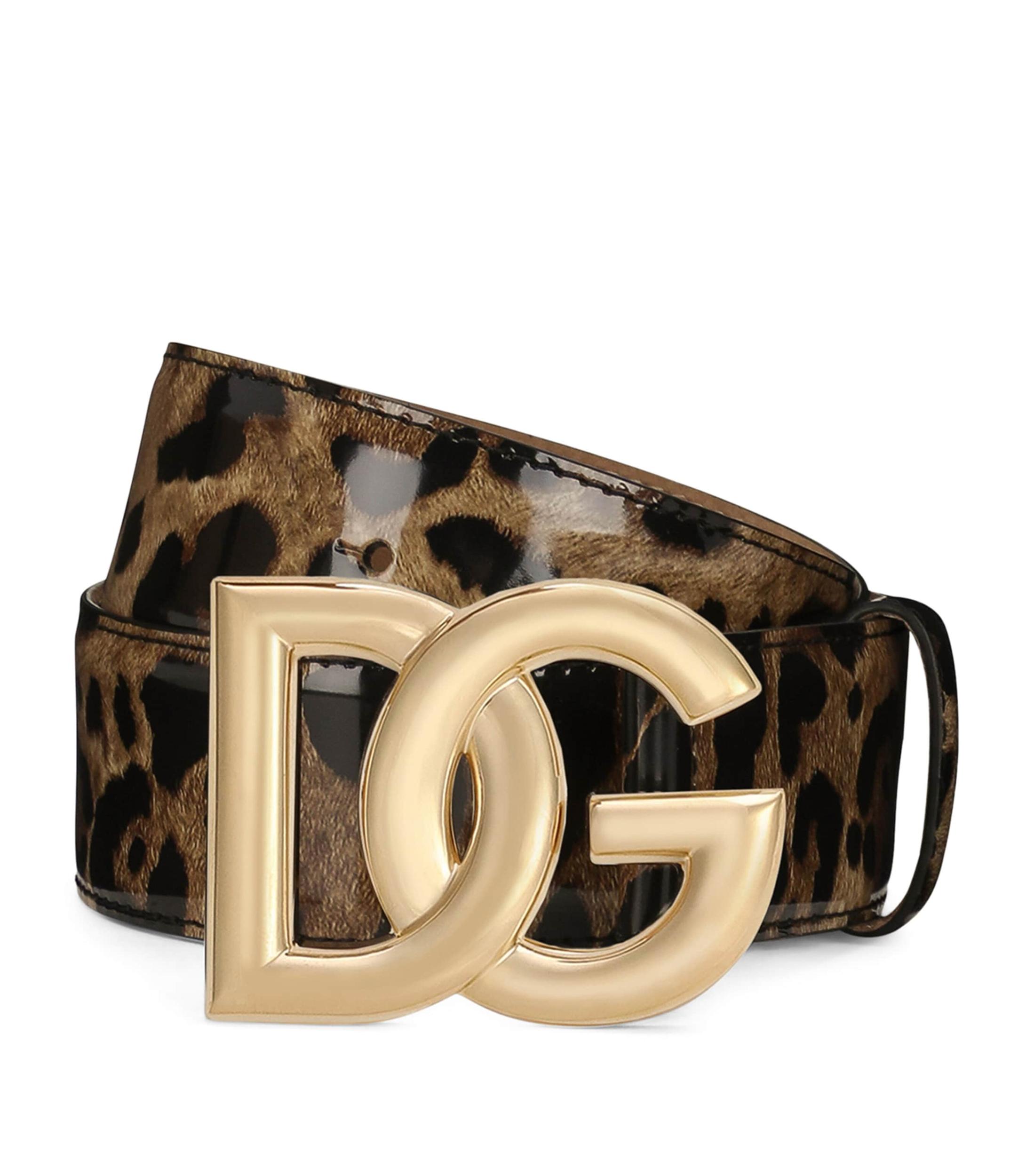 DOLCE & GABBANA Dg Leopard-print Patent Leather Belt In Multi Product Image