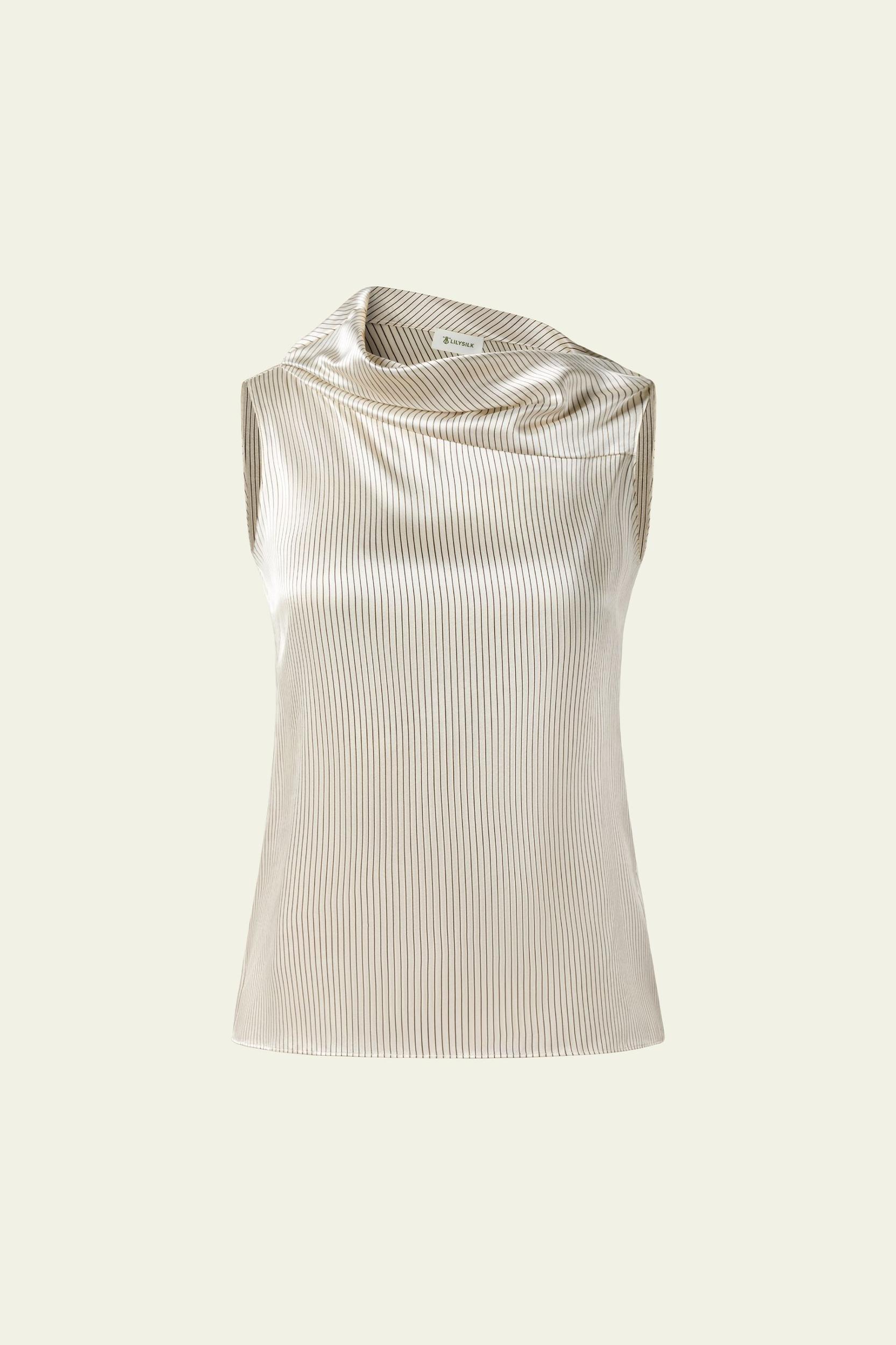 Asymmetric Silk Charmeuse Sleeveless Top Product Image