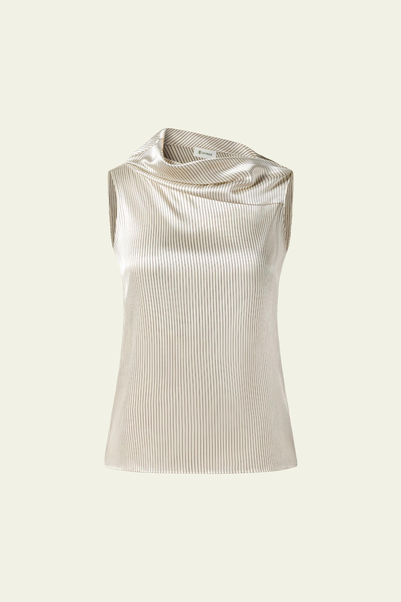 Asymmetric Silk Charmeuse Sleeveless Top Product Image