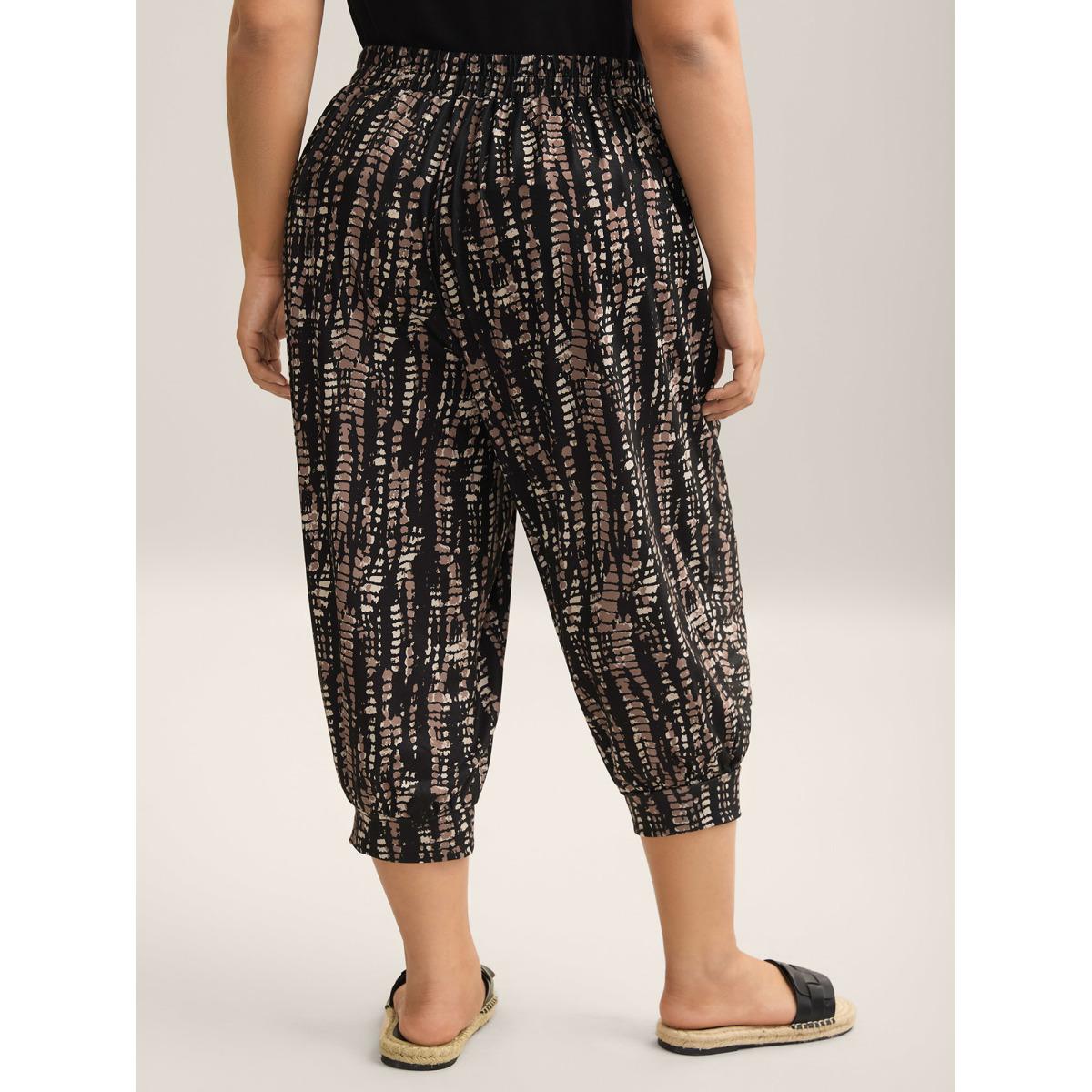 Plus Size Tie-Dye Pull-On Jogger Pants Women Black Casual Bodycon Mid Rise Everyday-Casual Pants BloomChic 14-16/1X Product Image