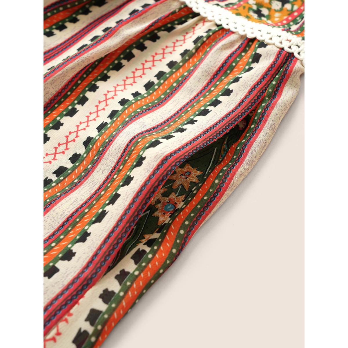 Plus Size Bandana Lace Patchwork Pocket Ties Kimono Women Turquoise Resort Non Vacation Kimonos BloomChic 18-20/2X Product Image