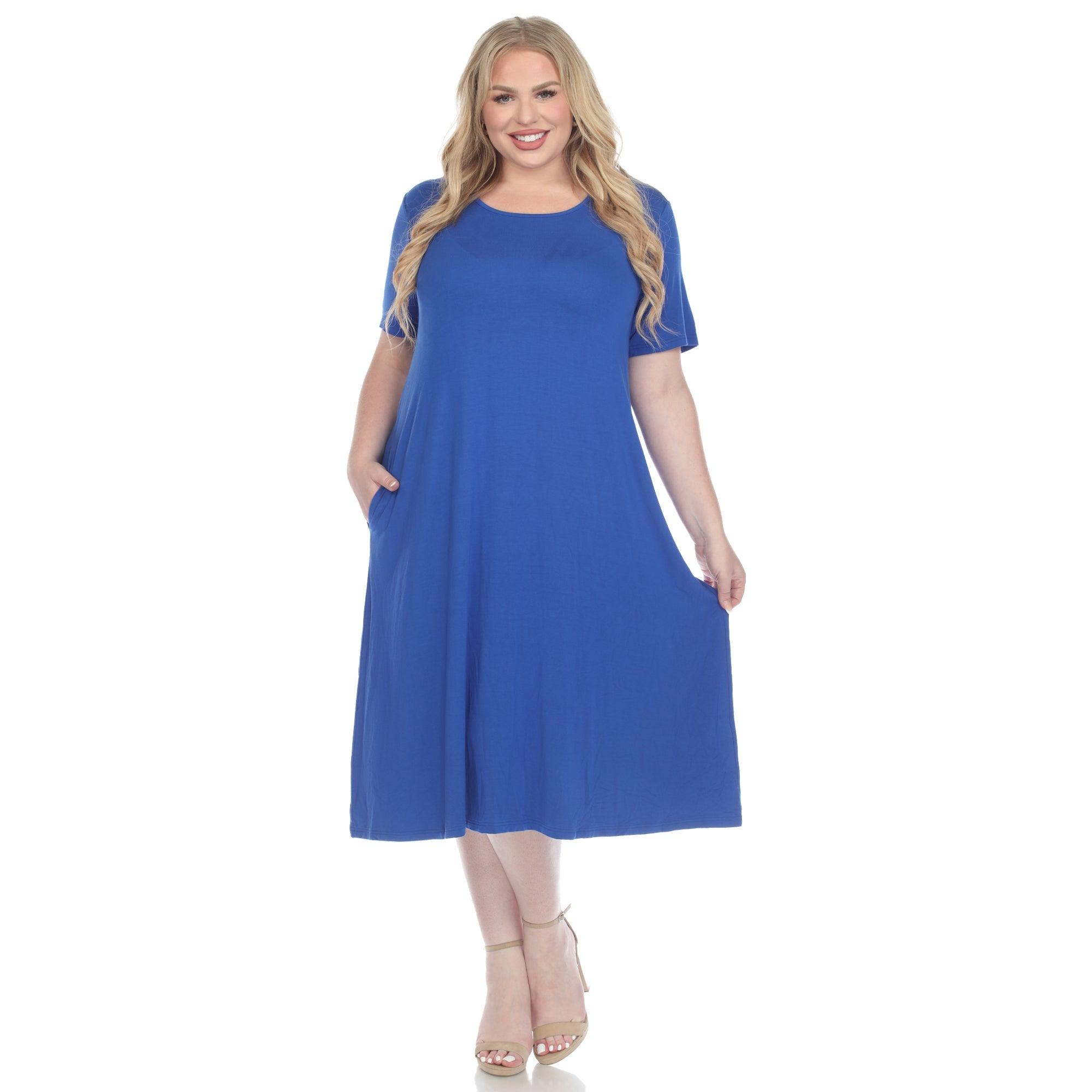 Short Sleeve Pocket Swing Midi Dress - Plus Product Image