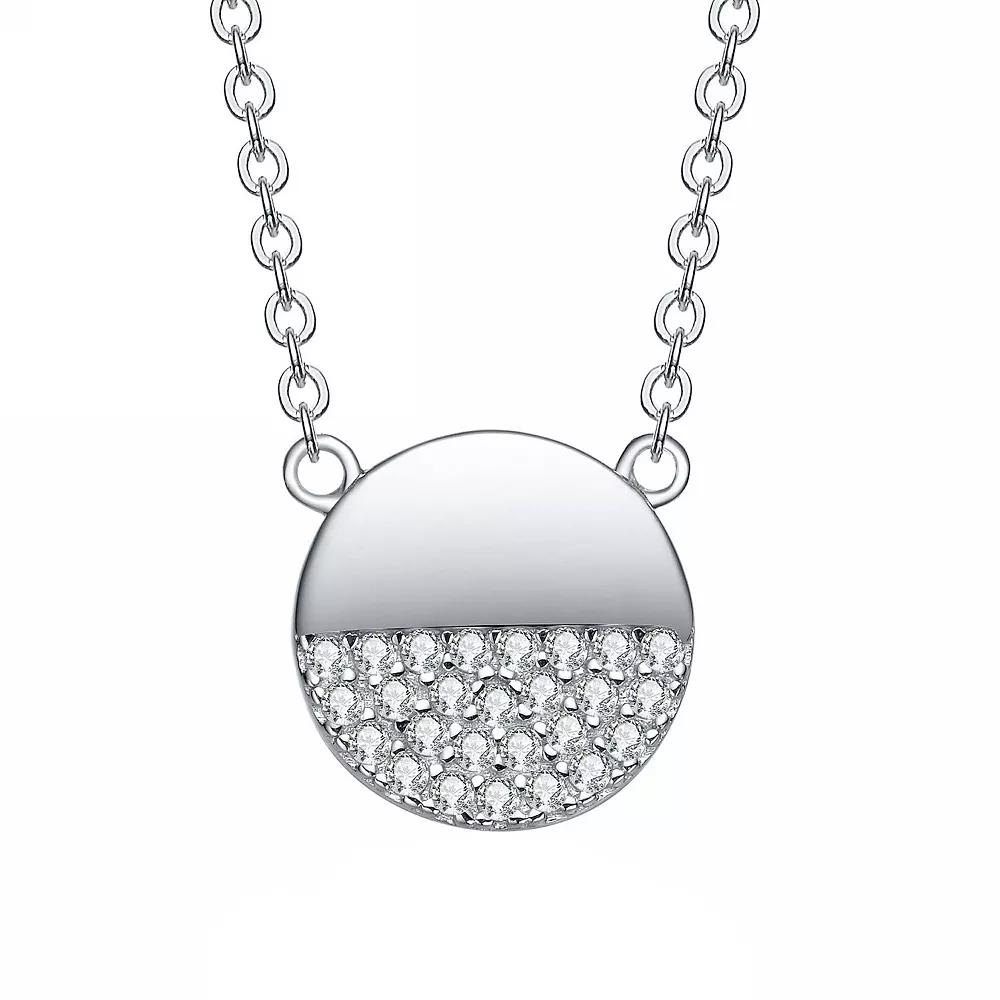 Sterling Silver Cubic Zirconia Round Pendant Necklace, Womens Product Image