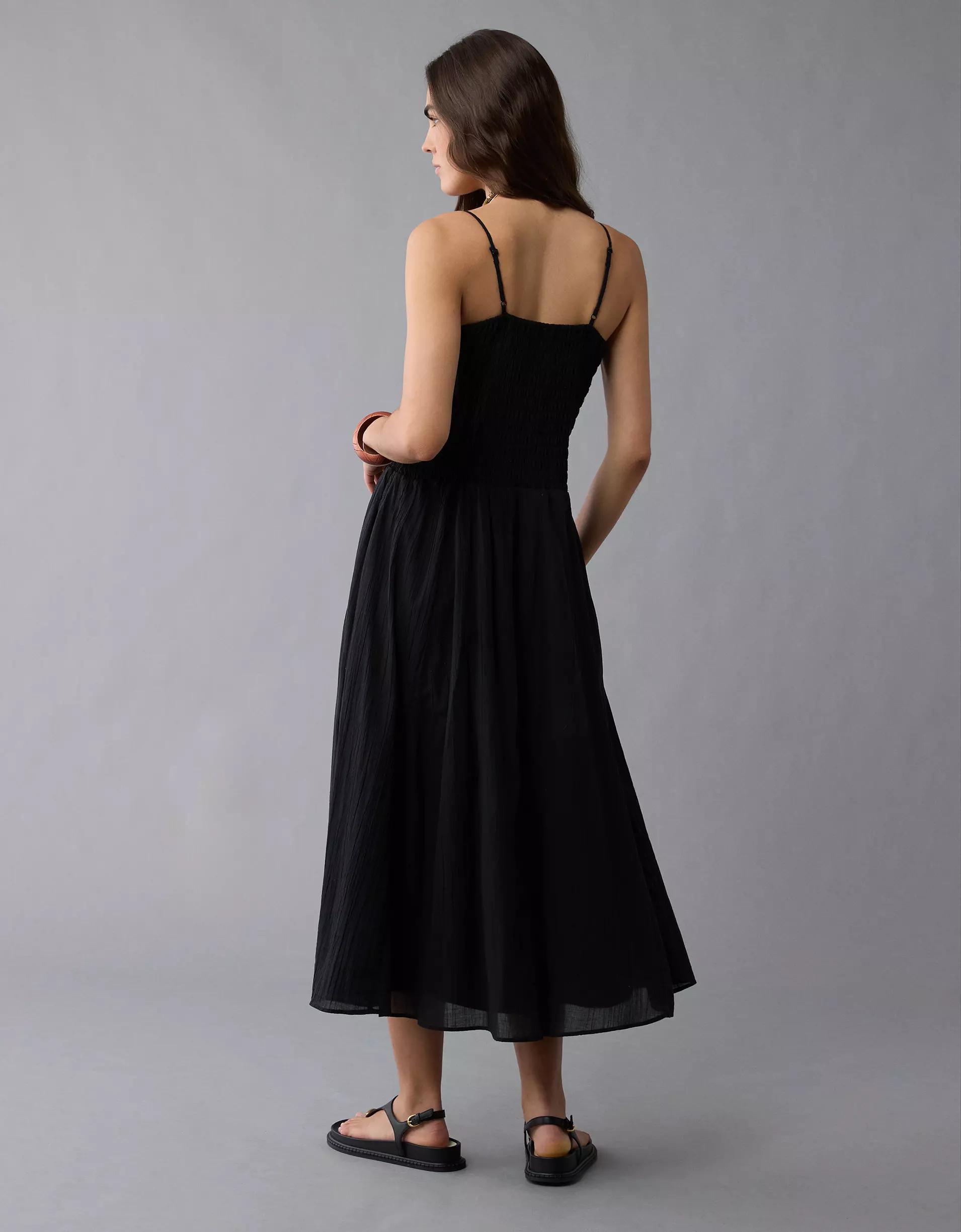 AE V-Neck Smocked Bodice Midi Dress Product Image