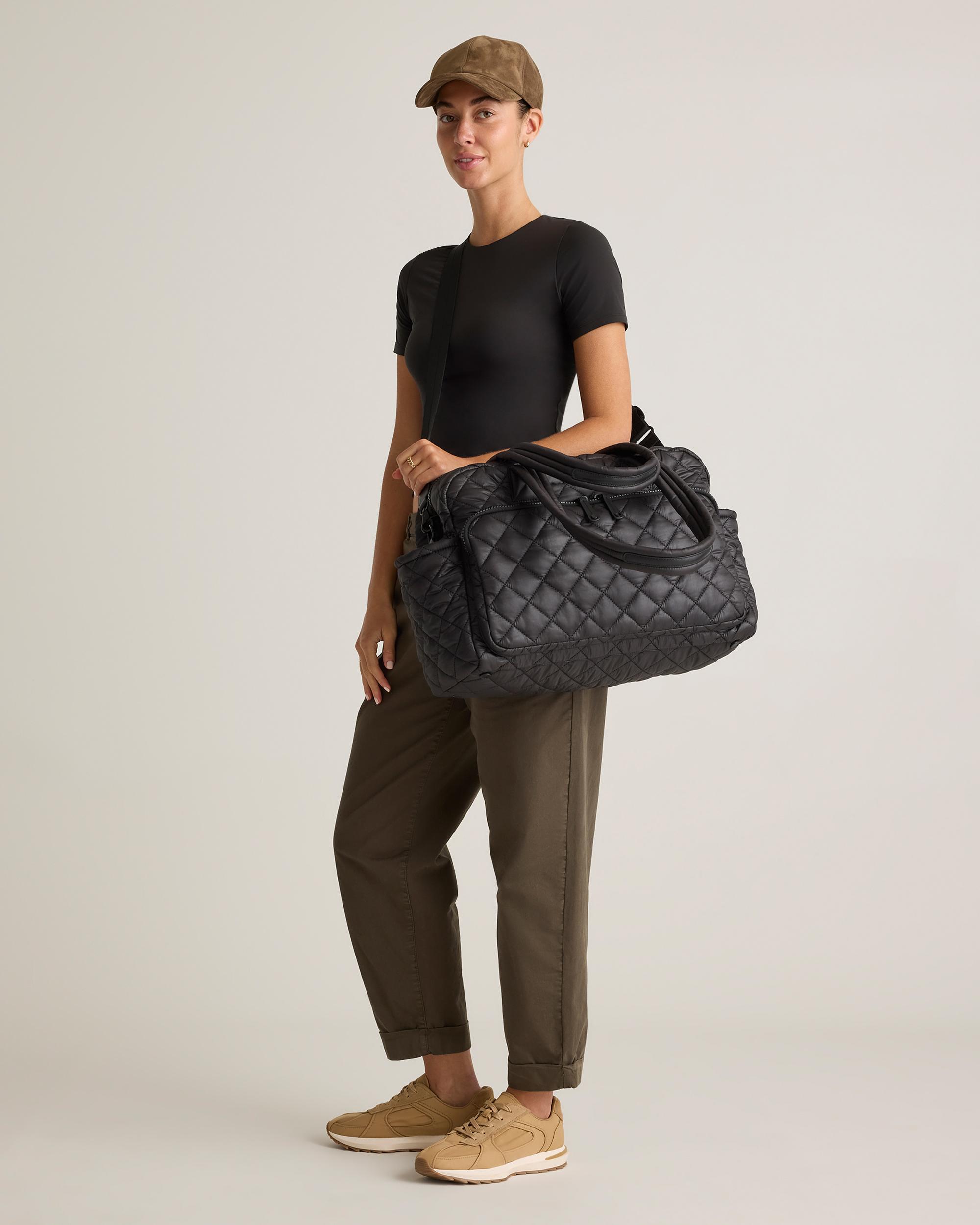 Quince | Women's Transit Quilted Duffle Bag in Black, Nylon Product Image