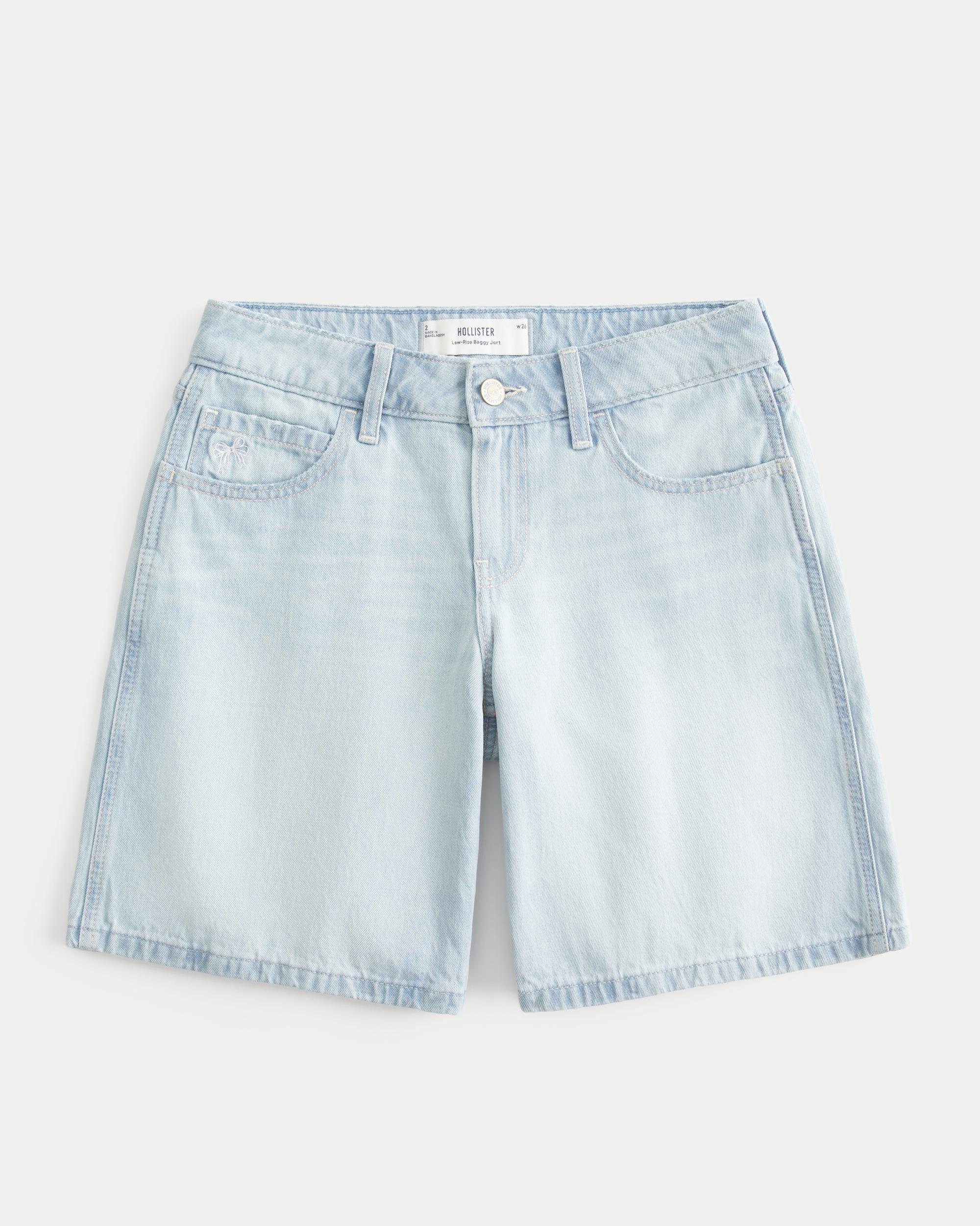 Low-Rise Washed Black Baggy Jort Product Image