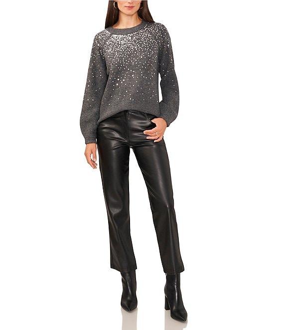 Vince Camuto Sequin Round Neck Long Sleeve Sweater Product Image