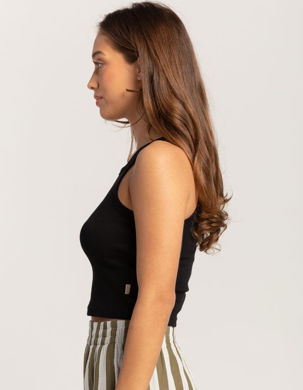 BRIXTON Organic Rib High Neck Womens Tank Top - WHT/BLUE Product Image