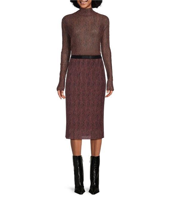 BOSS by Hugo Boss Woven Mesh Snake Print Pull-On Pencil Skirt Product Image