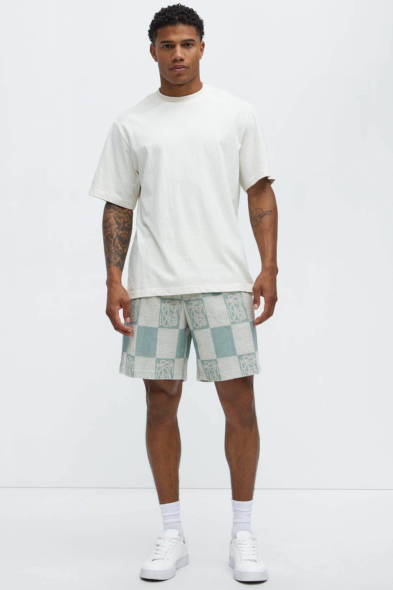 Checkered Relaxed Shorts - Blue/combo Product Image