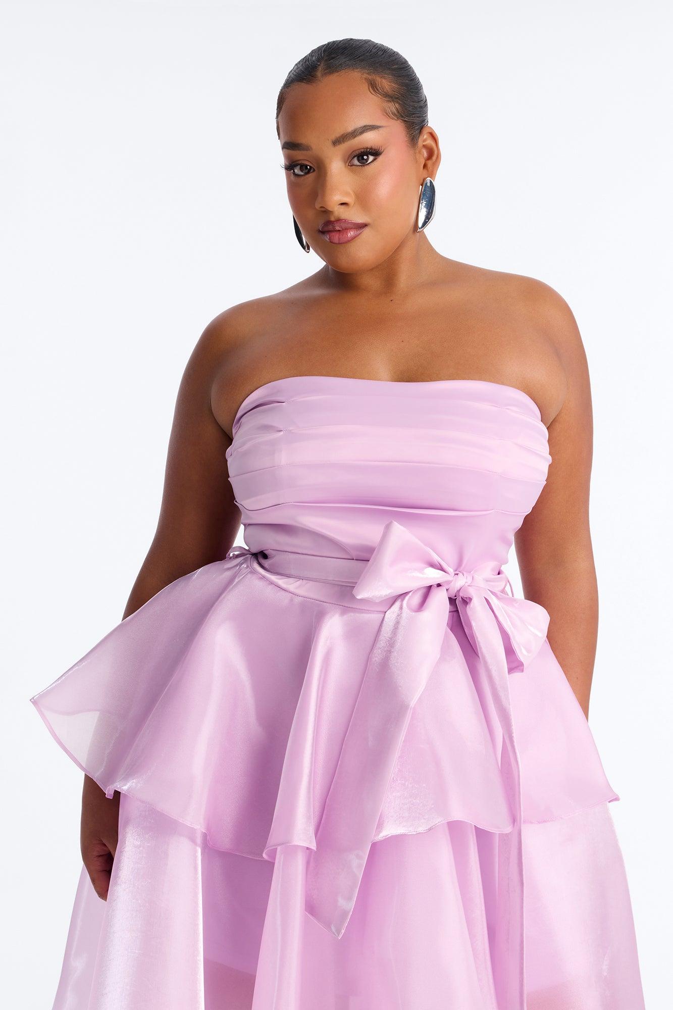 Hanna Ruffle Organza Midi Dress - Lavender Female Product Image