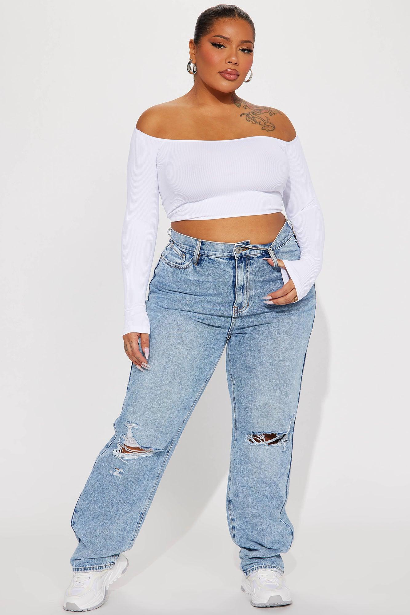 Only One Non Stretch Ripped Straight Leg Jean - Medium Wash Product Image