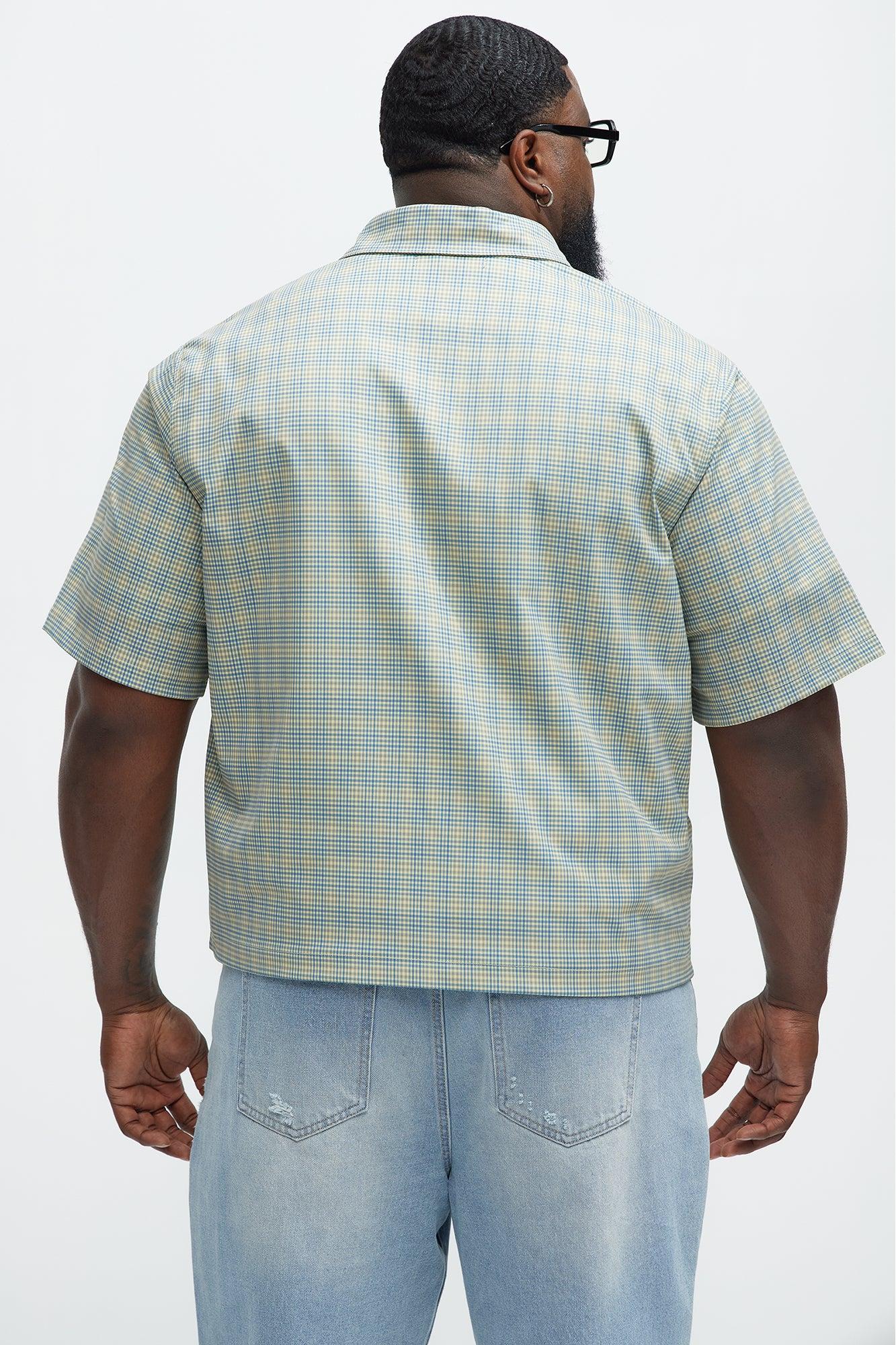 Cropped Pin Up Graphic Button Up Shirt - Green/combo Product Image