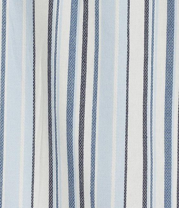 Nurture Stripe Print Elbow Sleeve V-Neck Short A-Line Dress Product Image