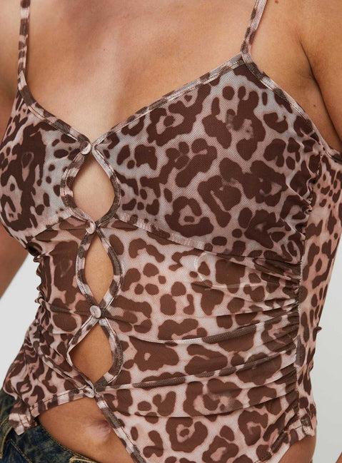 Tanaia Button Up Top Leopard Product Image