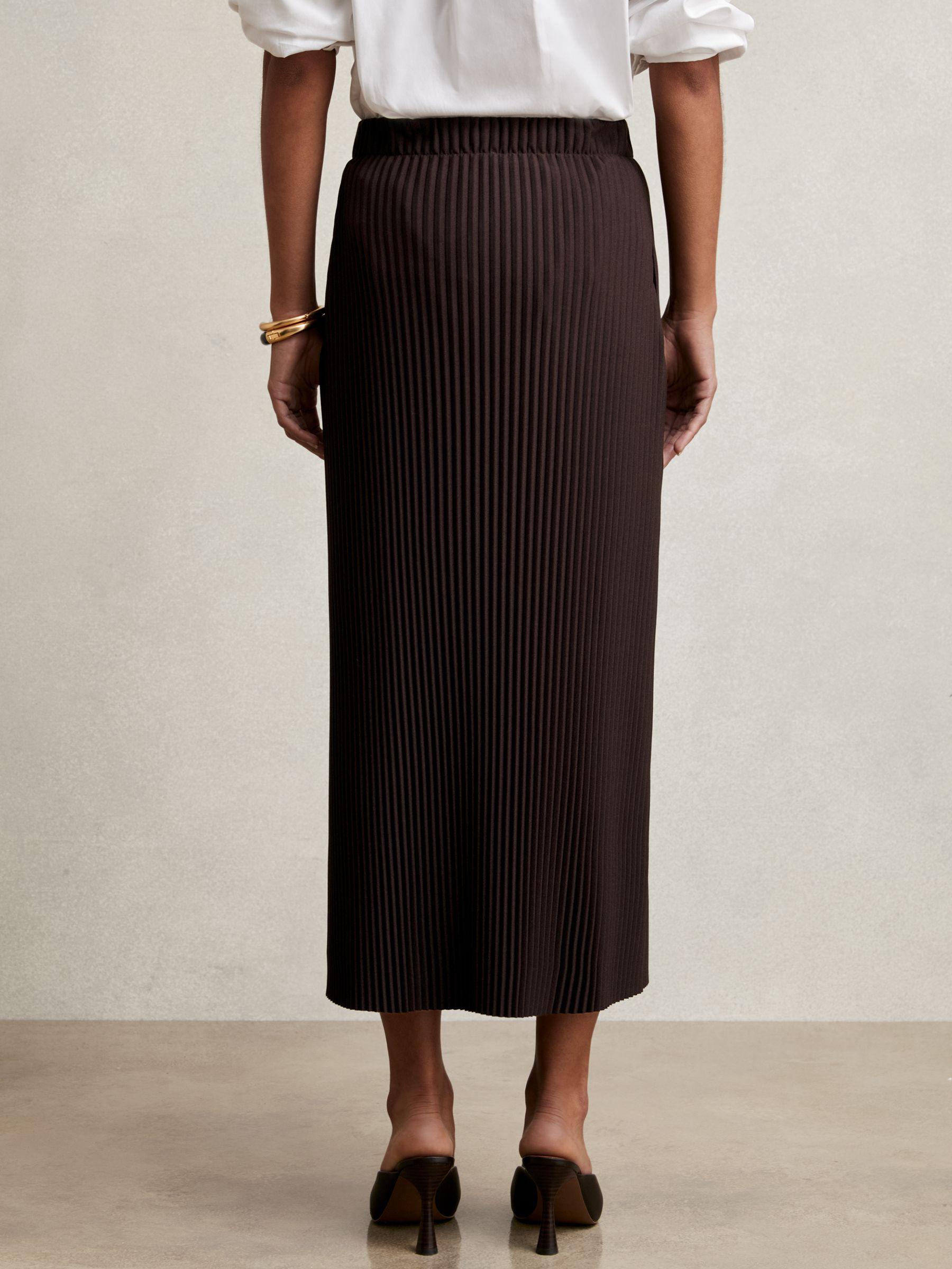 Pleated Jersey Midi Skirt in Burgundy Product Image