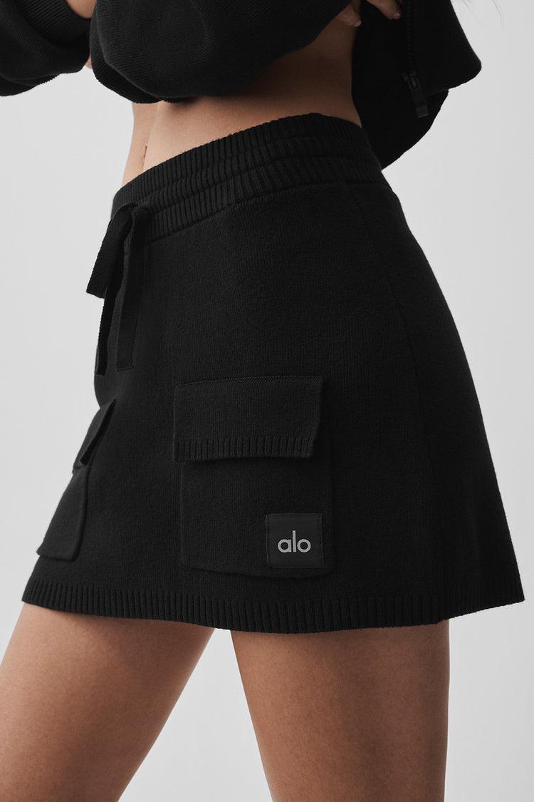 Scholar Knit Cargo Skirt - Black Product Image
