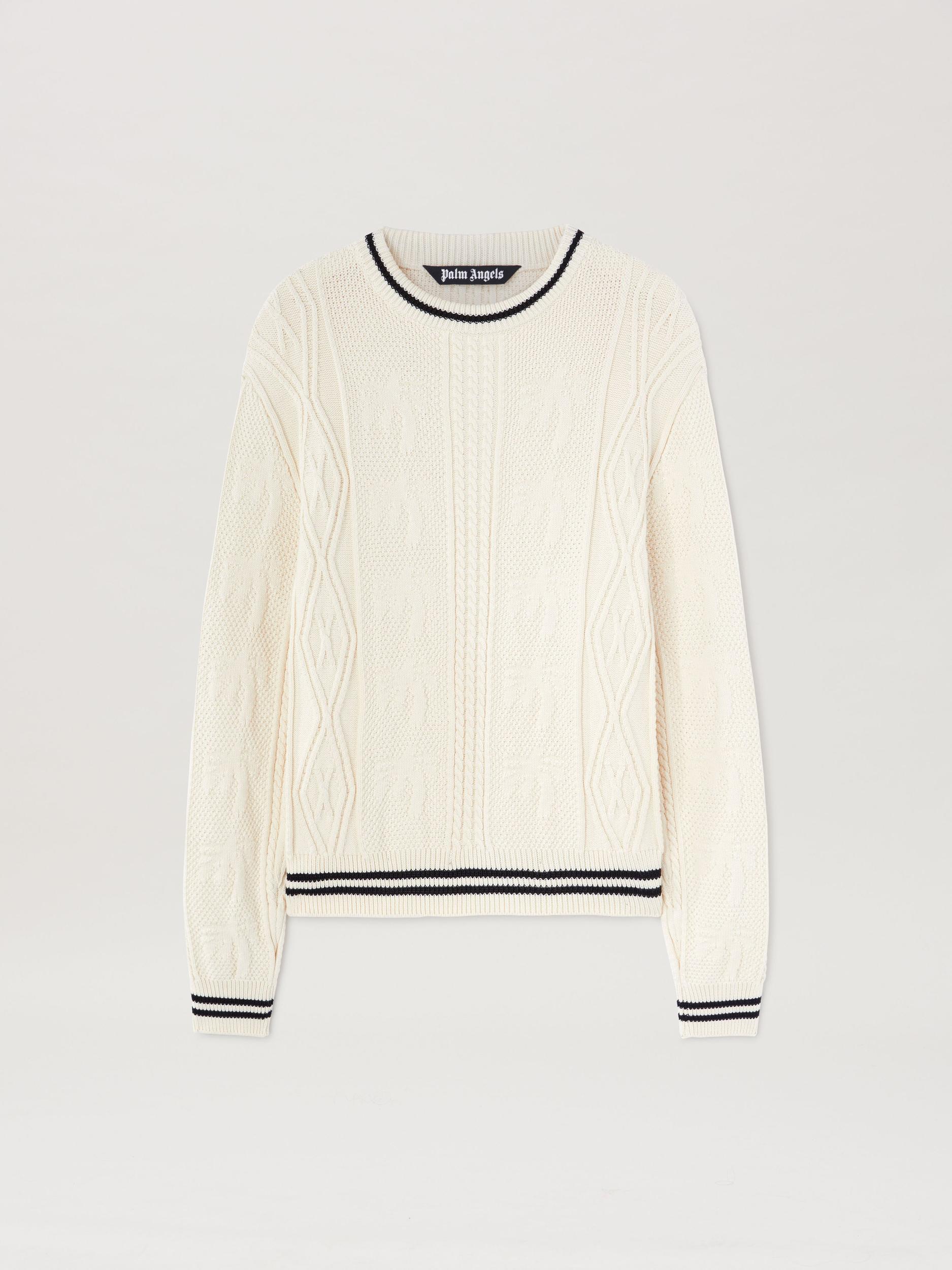 CURVED LOGO CABLE SWEATER OFF WHITE - BL Product Image