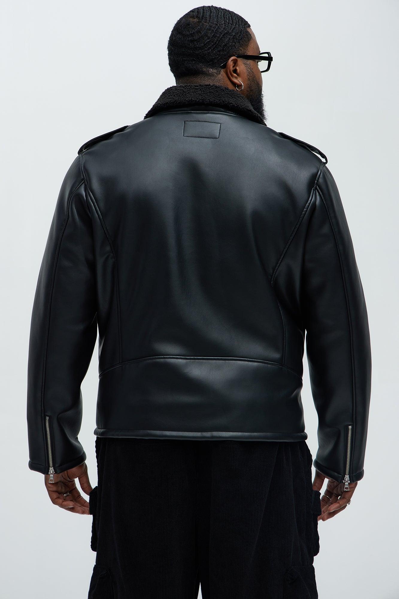 Knuckle Head Faux Leather Moto Jacket - Black Product Image