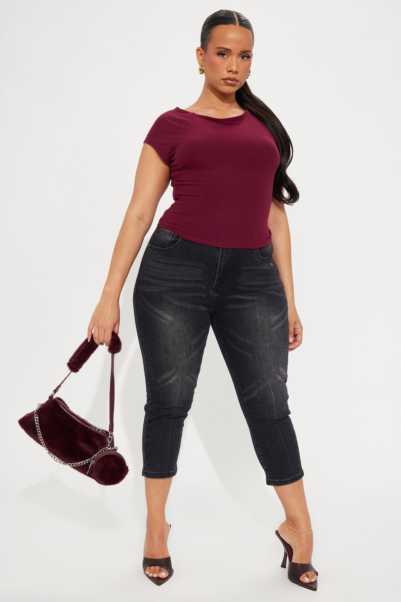 Simple Solutions Double Lined Boat Neck Top - Wine Product Image