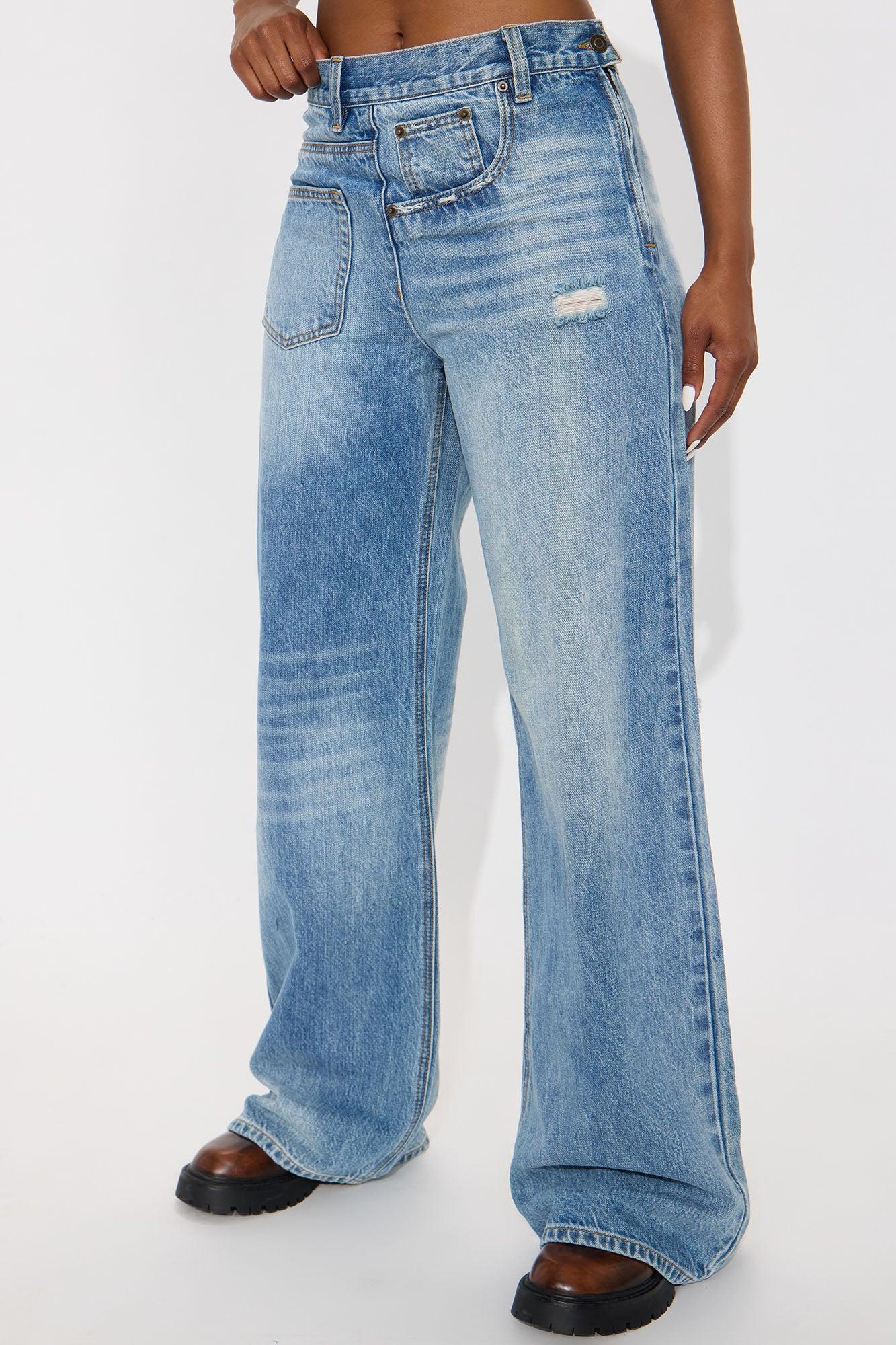 Look Sideways Wide Leg Jeans - Medium Wash Female Product Image
