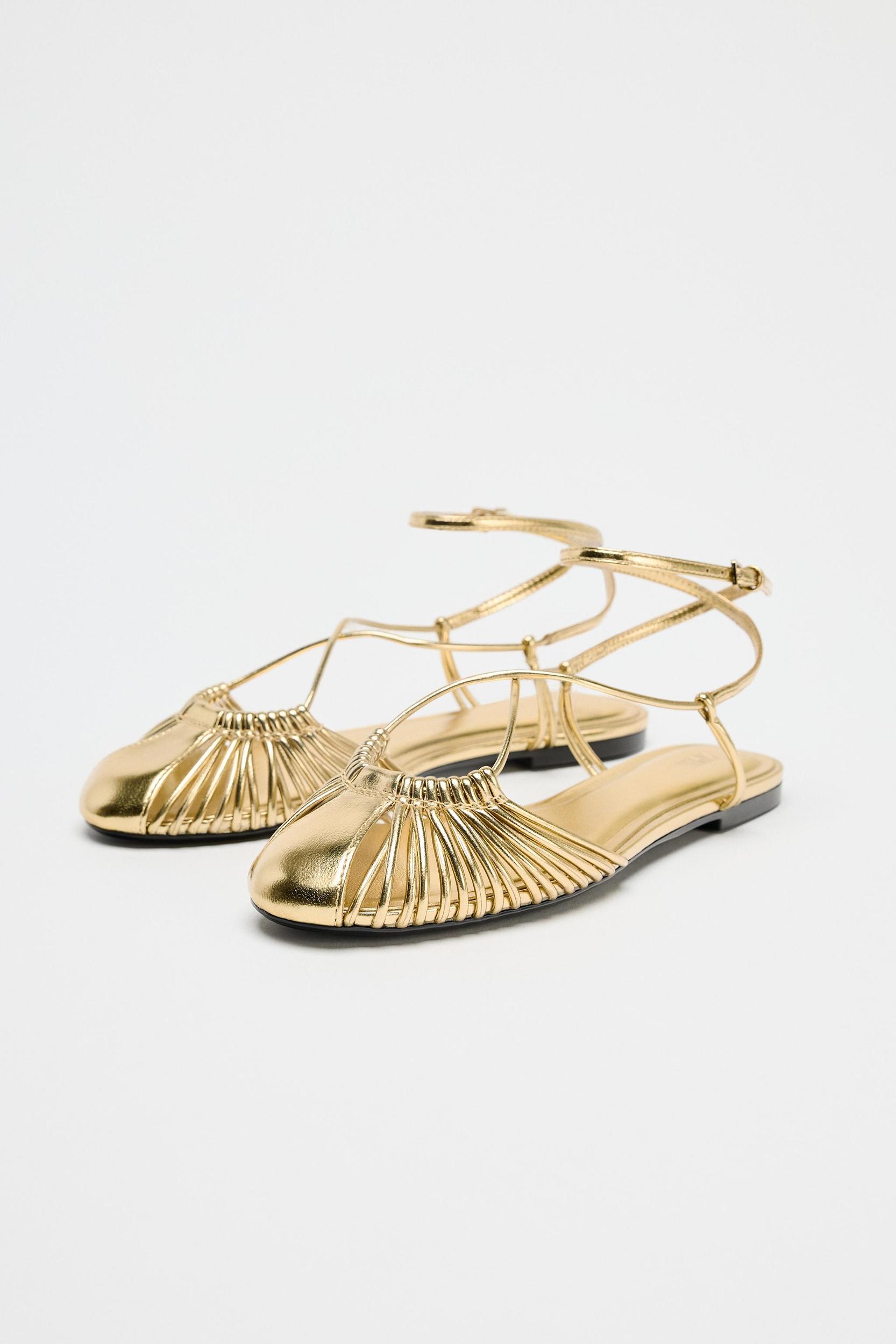 METALLIC STRAPPY FISHERMAN SANDALS Product Image