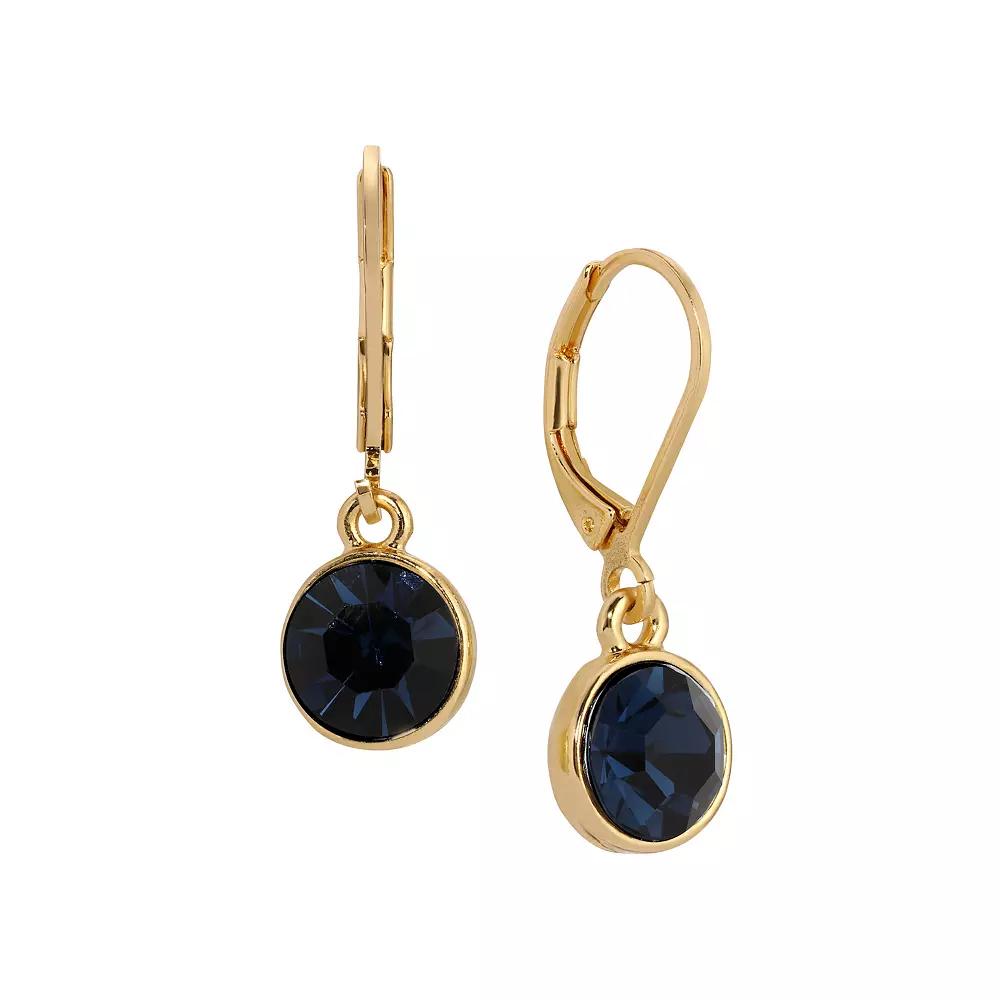 1928 Gold Tone Round Faceted Crystal Leverback Drop Earrings, Women's, Red Product Image