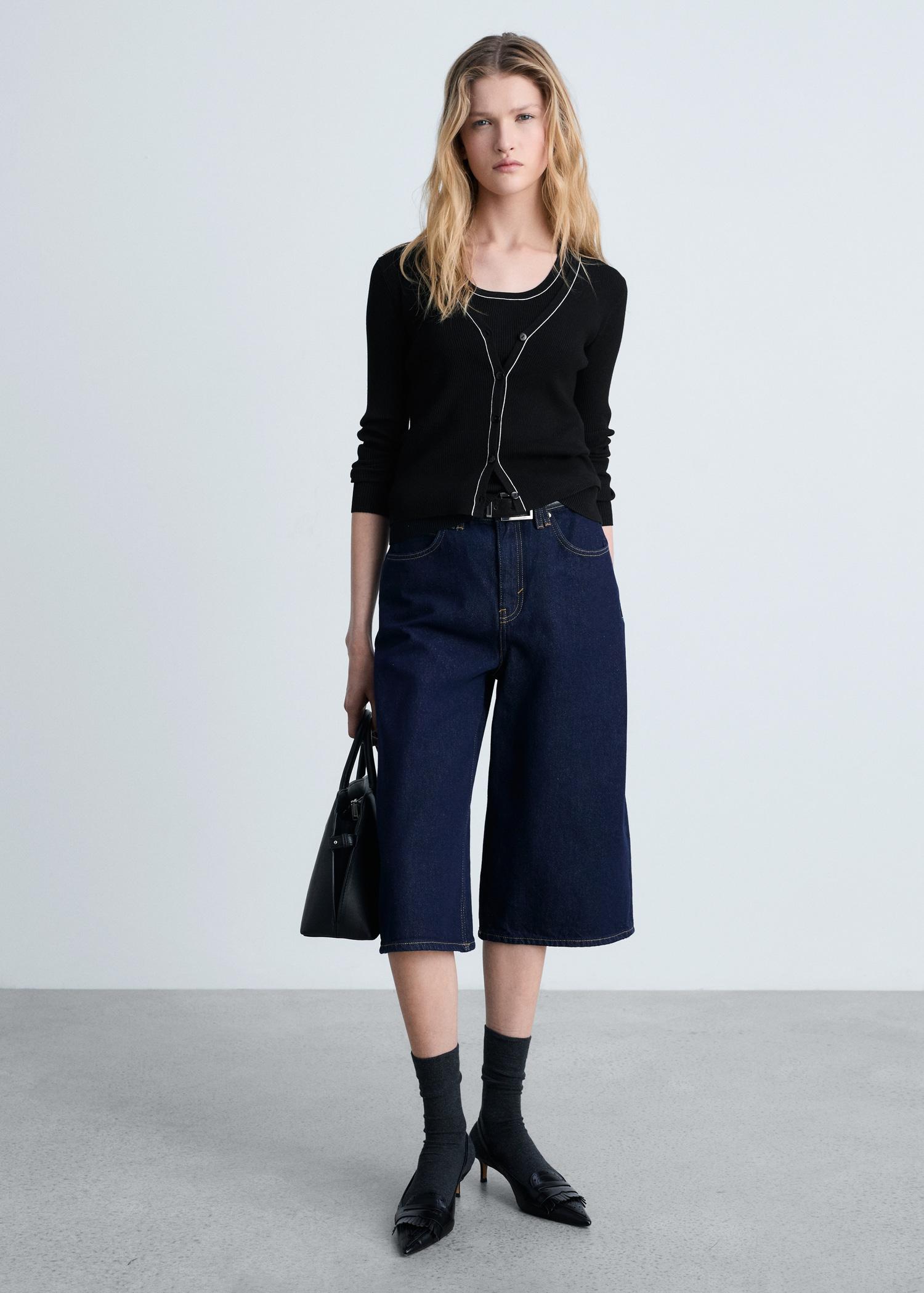 V-neck knitted cardigan - Women | MANGO USA Product Image