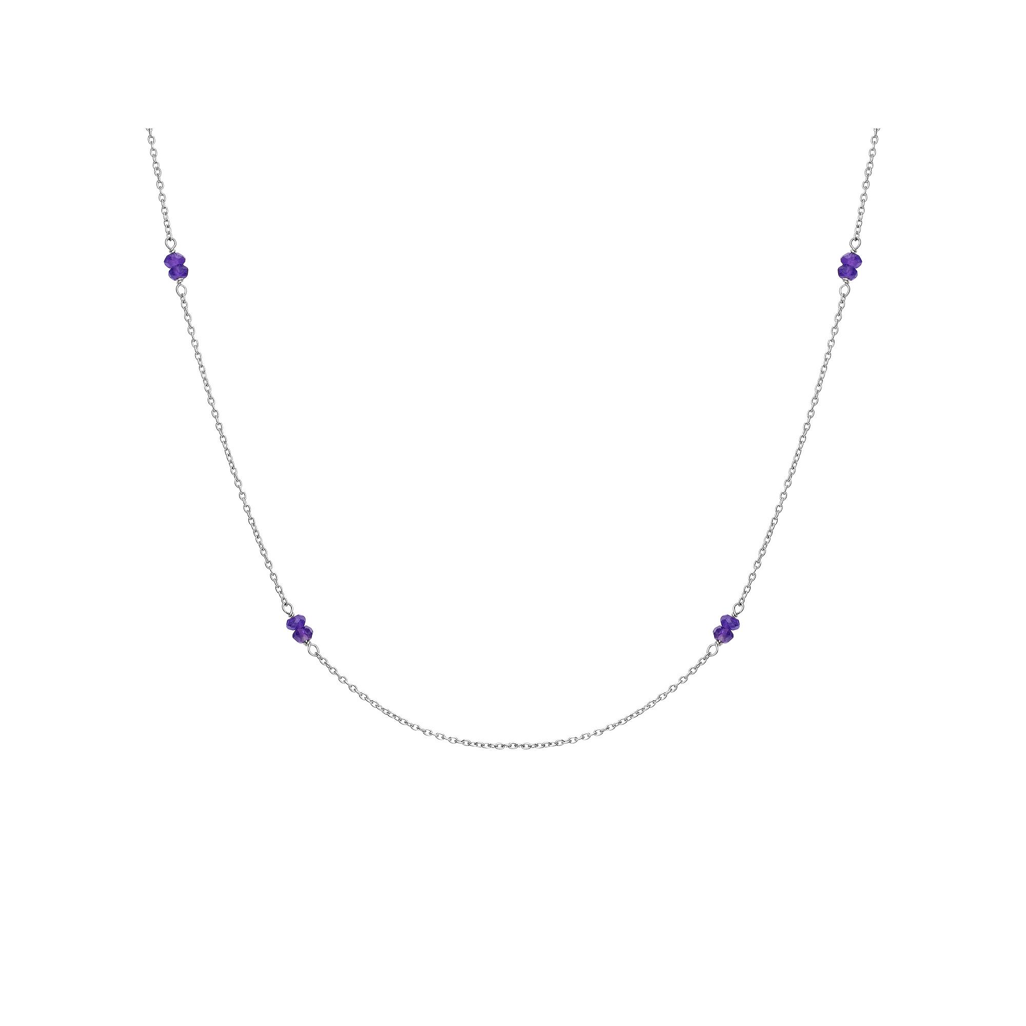 Gemistry Sterling Silver Gemstone Bead Station Necklace, Womens Black Spinel Product Image