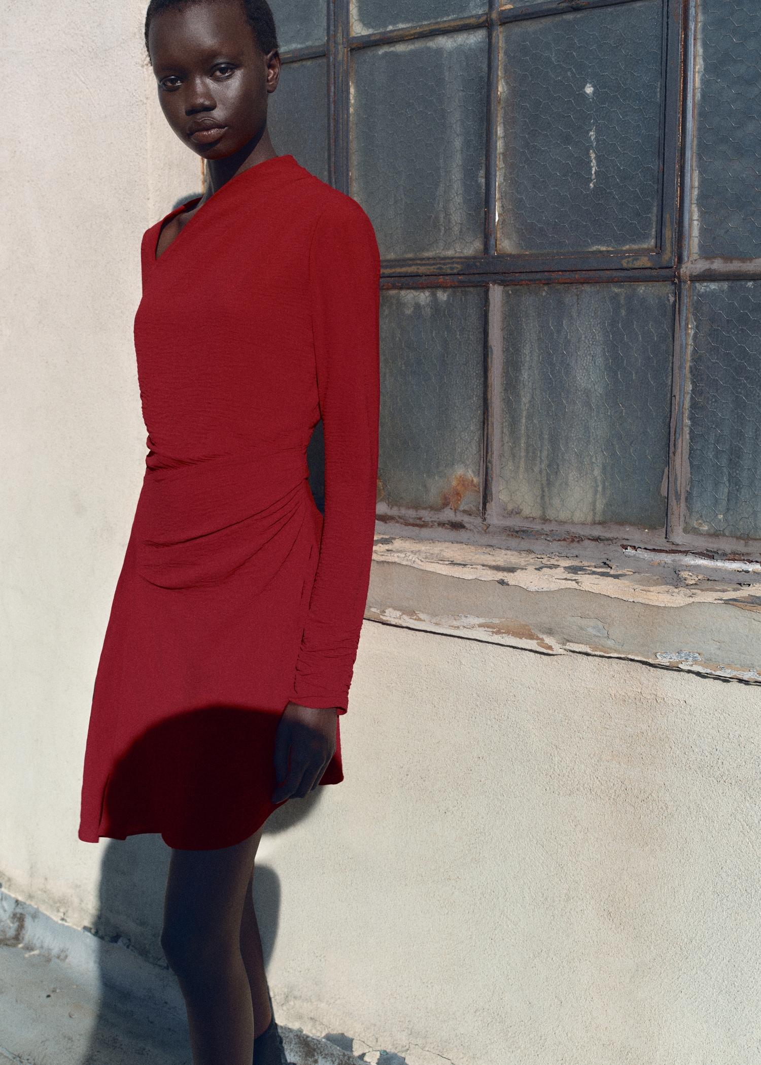 Asymmetric draped gown - Women | MANGO USA Product Image